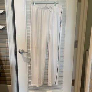 Boast active pants. White with a navy stripe